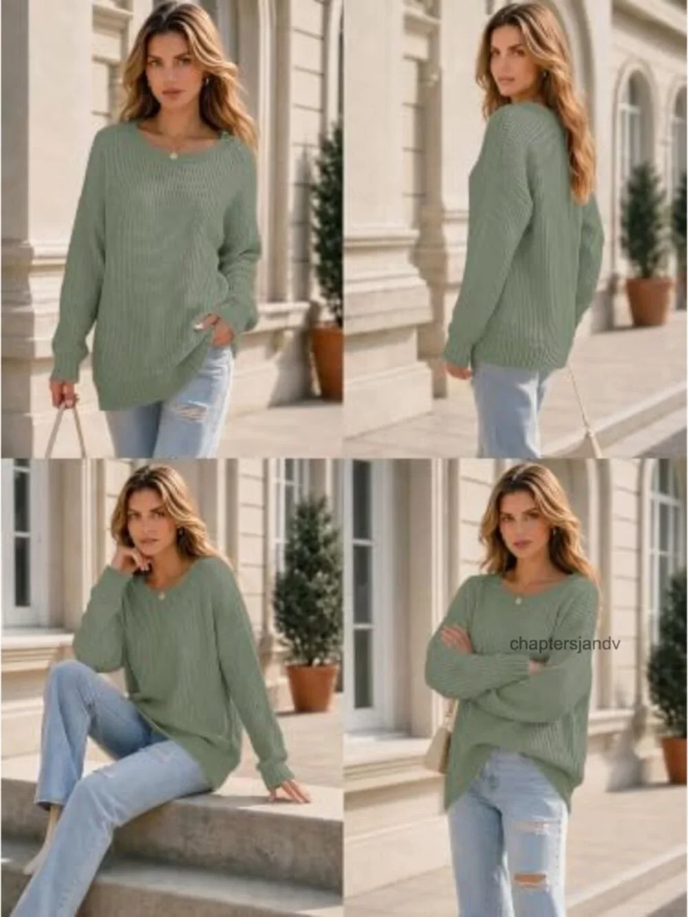 Oversized Cotton Sweater Long Sleeve Loose Knit Pullover Jumper